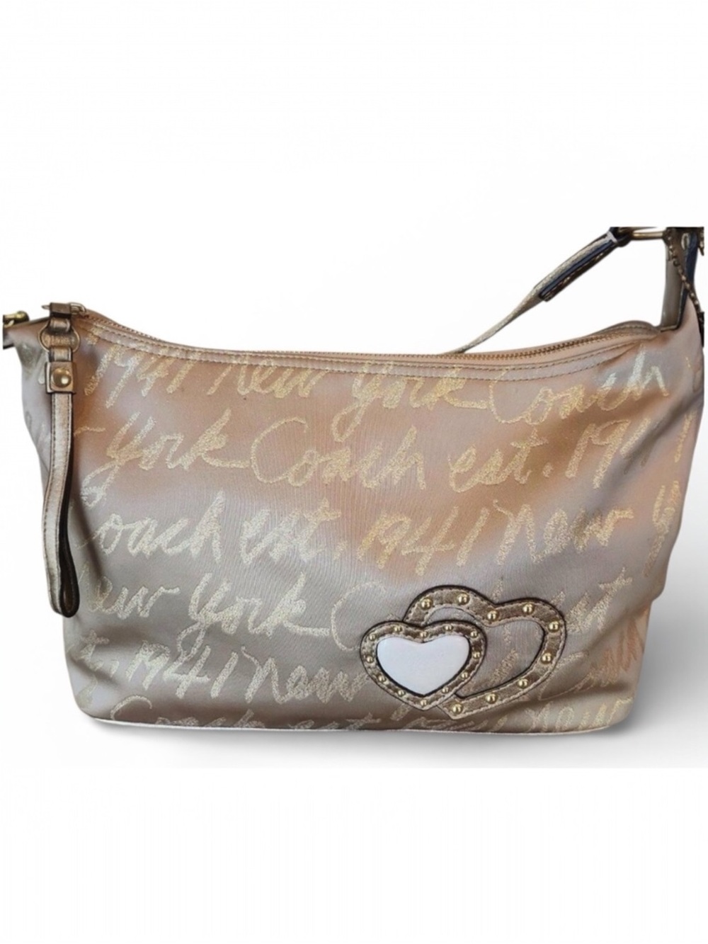 Coach Lurex New York Script Holiday Limited Edition Hobo F17472